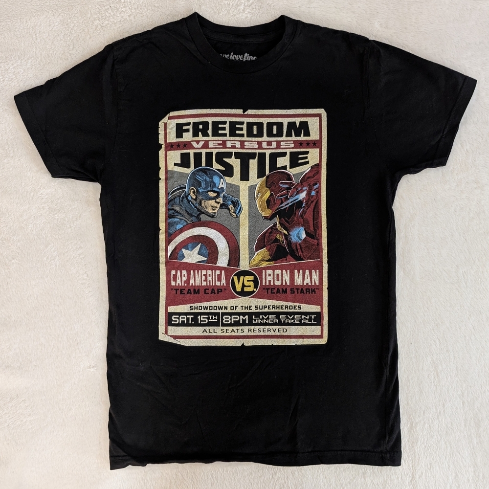 Cap America Vs Iron Man Tshirt Size S Official Marvel Civil War Graphic Tee
